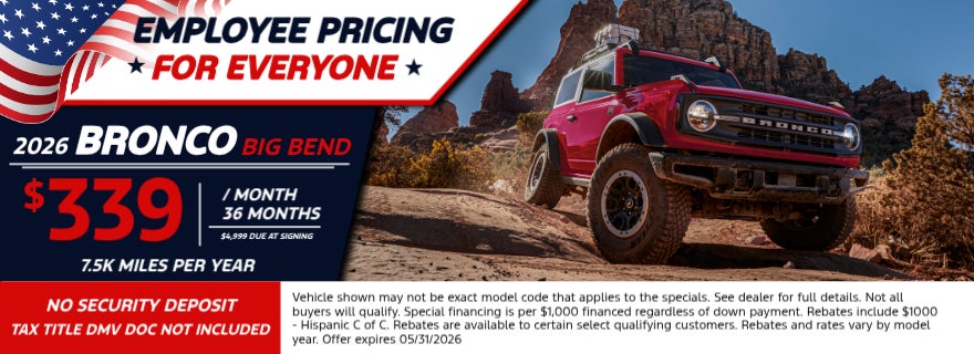 2026 Bronco Big Bend Employee Pricing For Everyone