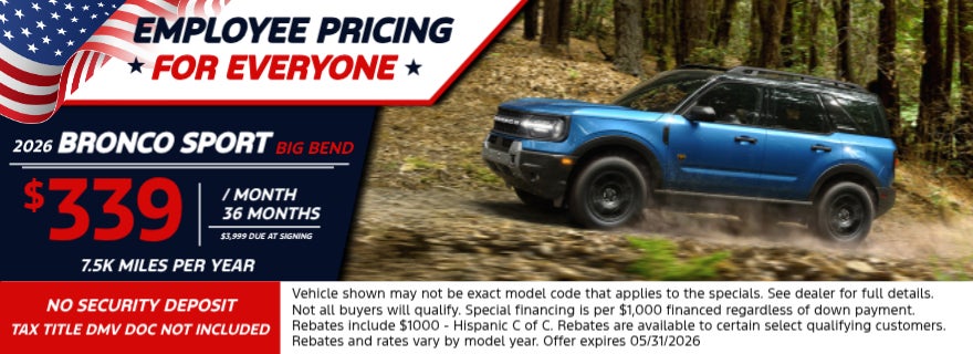 2026 Bronco Sport Big Bend Employee Pricing For Everyone
